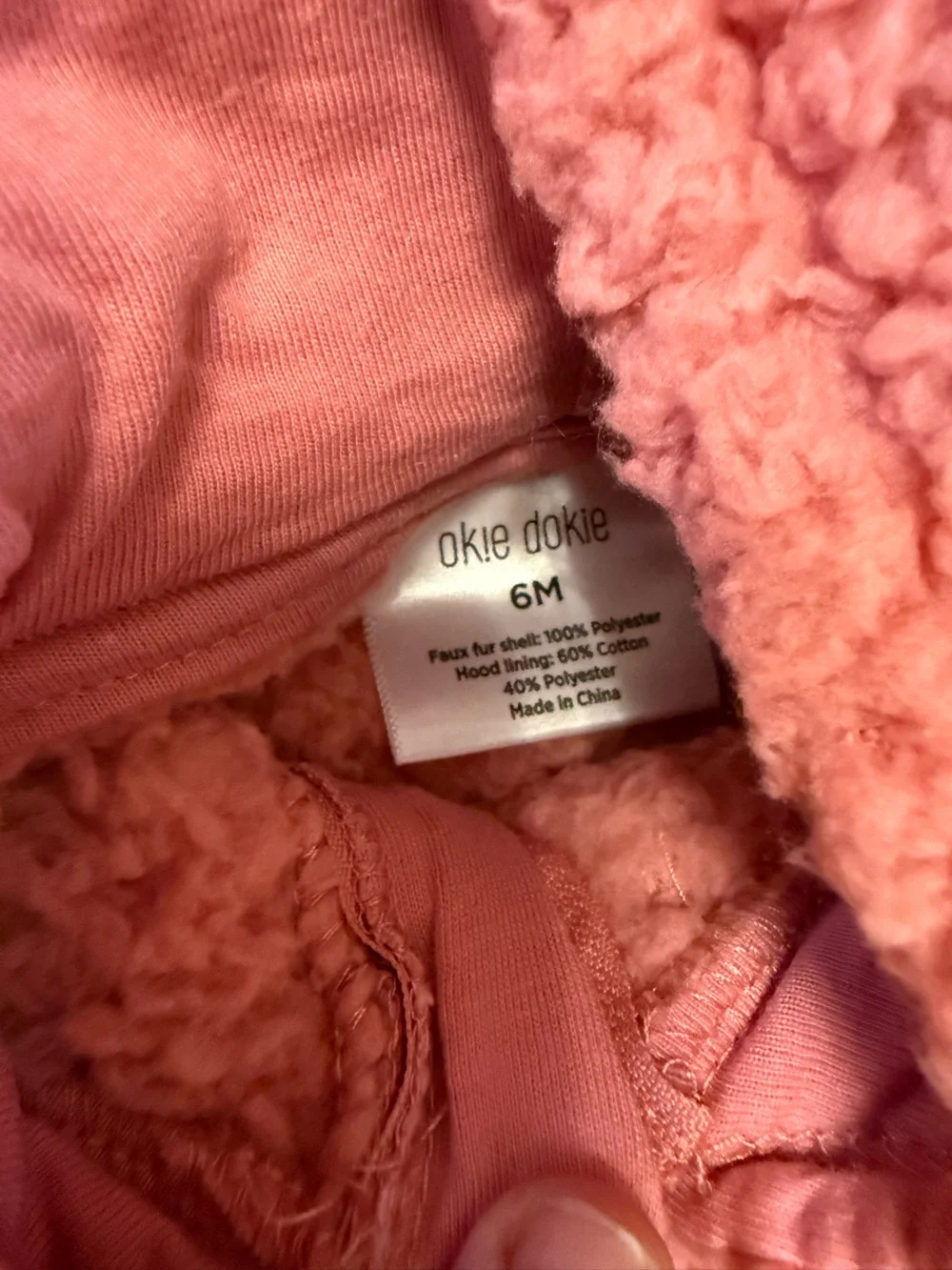 okie dokie Pink Sherpa Hooded One-Piece Footie
